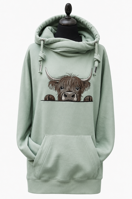 Cross Neck Highland Cow Hoodie