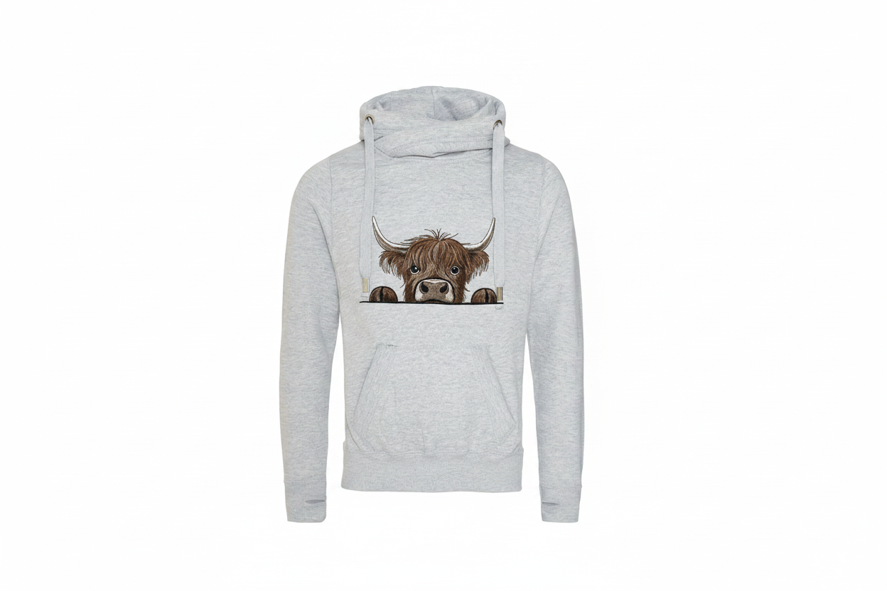 Cross Neck Highland Cow Hoodie