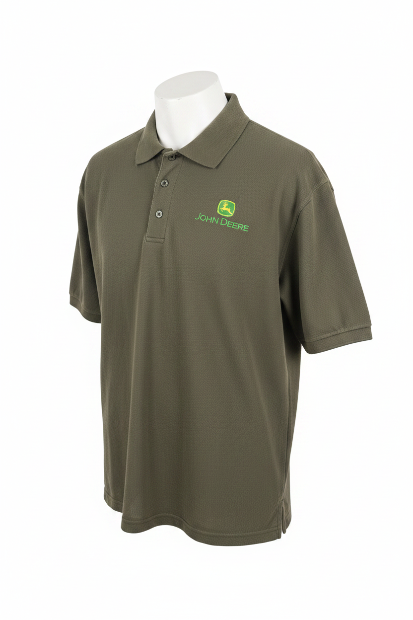 John Deere embroidered polo shirt - Olive Green product shot