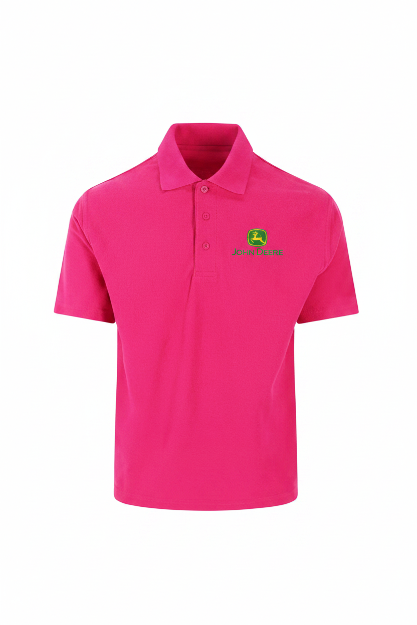 John Deere embroidered polo shirt - Hot Pink
