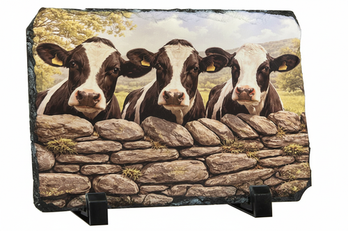 Matt Photo Slate 14cm x 19cm with dairy cows design