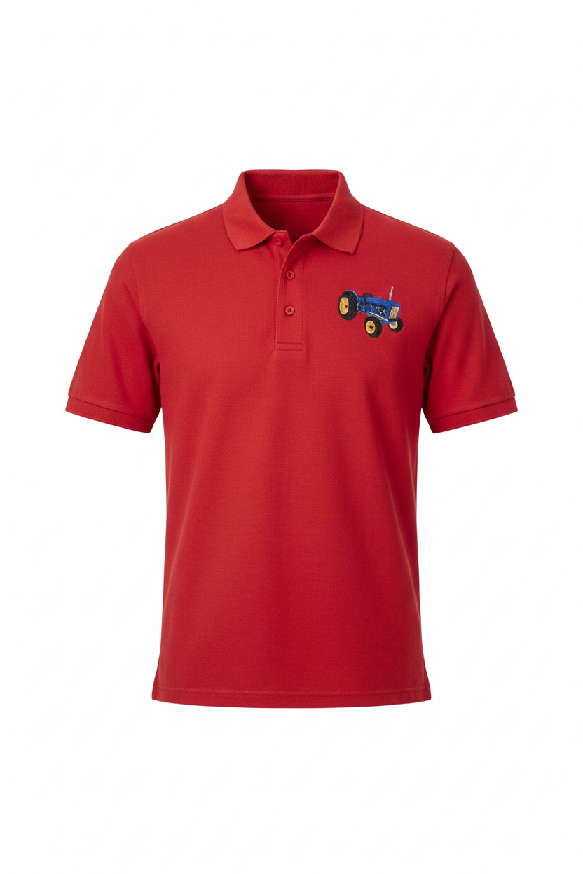 Red polo shirt with embroidered Major tractor