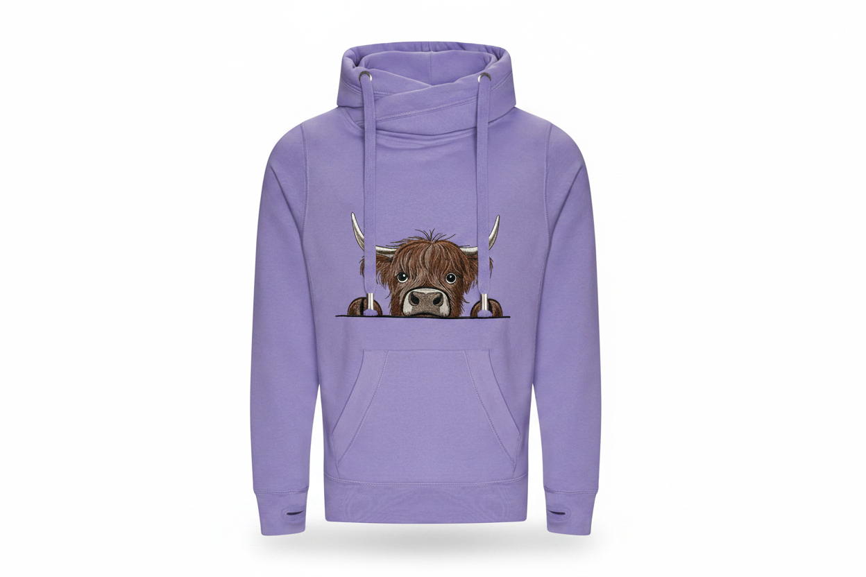 Cross Neck Highland Cow Hoodie