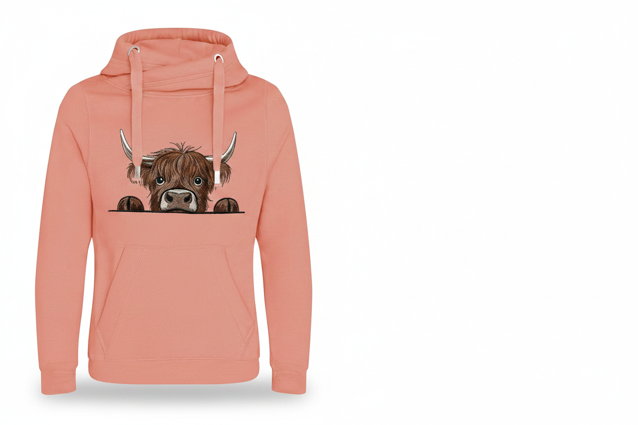 Cross Neck Highland Cow Hoodie