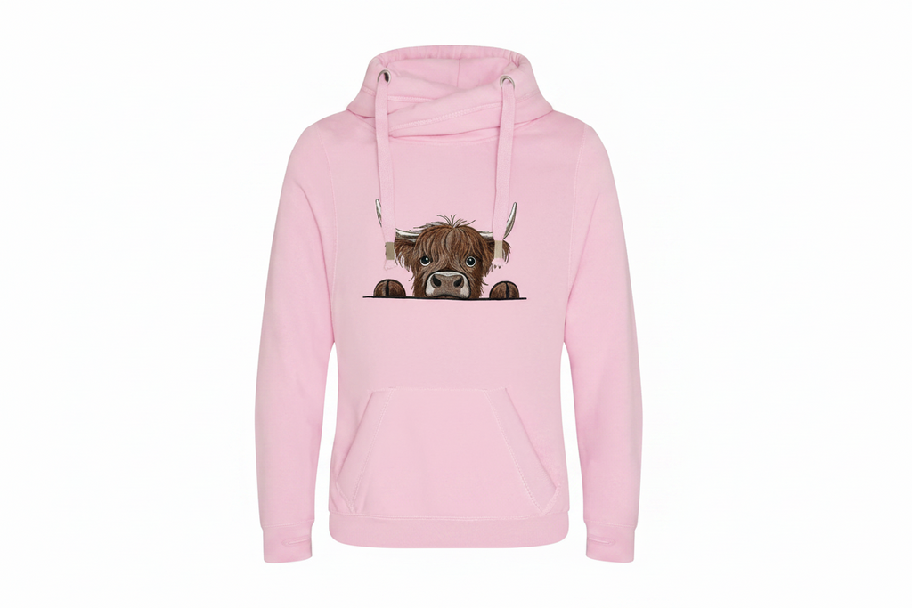 Cross Neck Highland Cow Hoodie